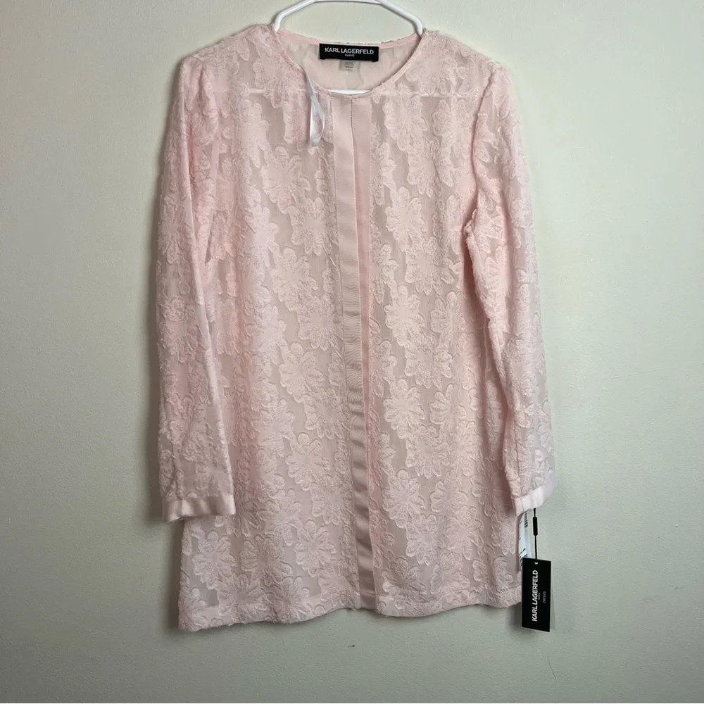 NWT Karl Lagerfeld Paris Pink Cardigan Floral Size S Women